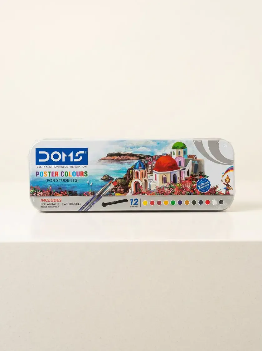 DOMS Poster Colour 12 color box Paint for artist  ডমস্ পোস্টার কালার ১২ পিছ বক্স ফর আর্টিস্ট