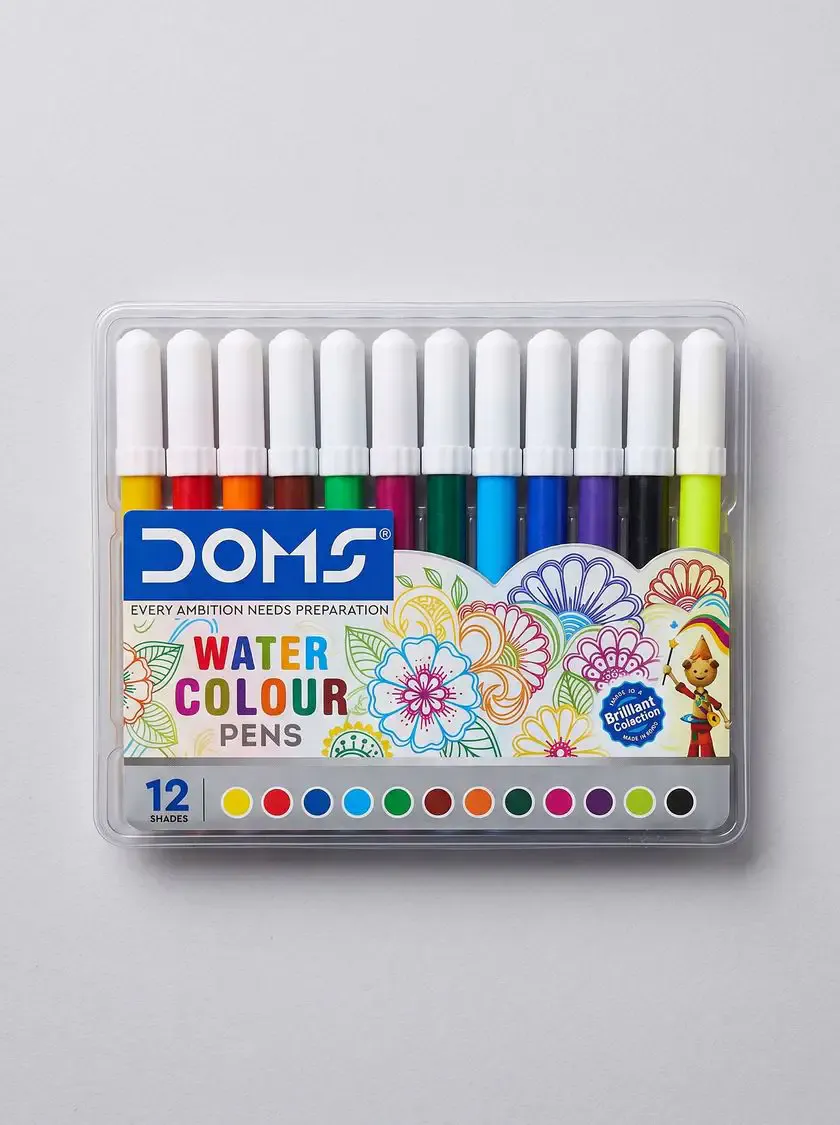 DOMS Sketch Max Water Colour Pens – 12 Assorted Shades (mini) | Vibrant Color Markers for Kids Drawing & Color ডমস্ স্কেচ ম্যাক্স ওয়াটার কালার পেন ১২ অ্যাসোর্টেড শেড