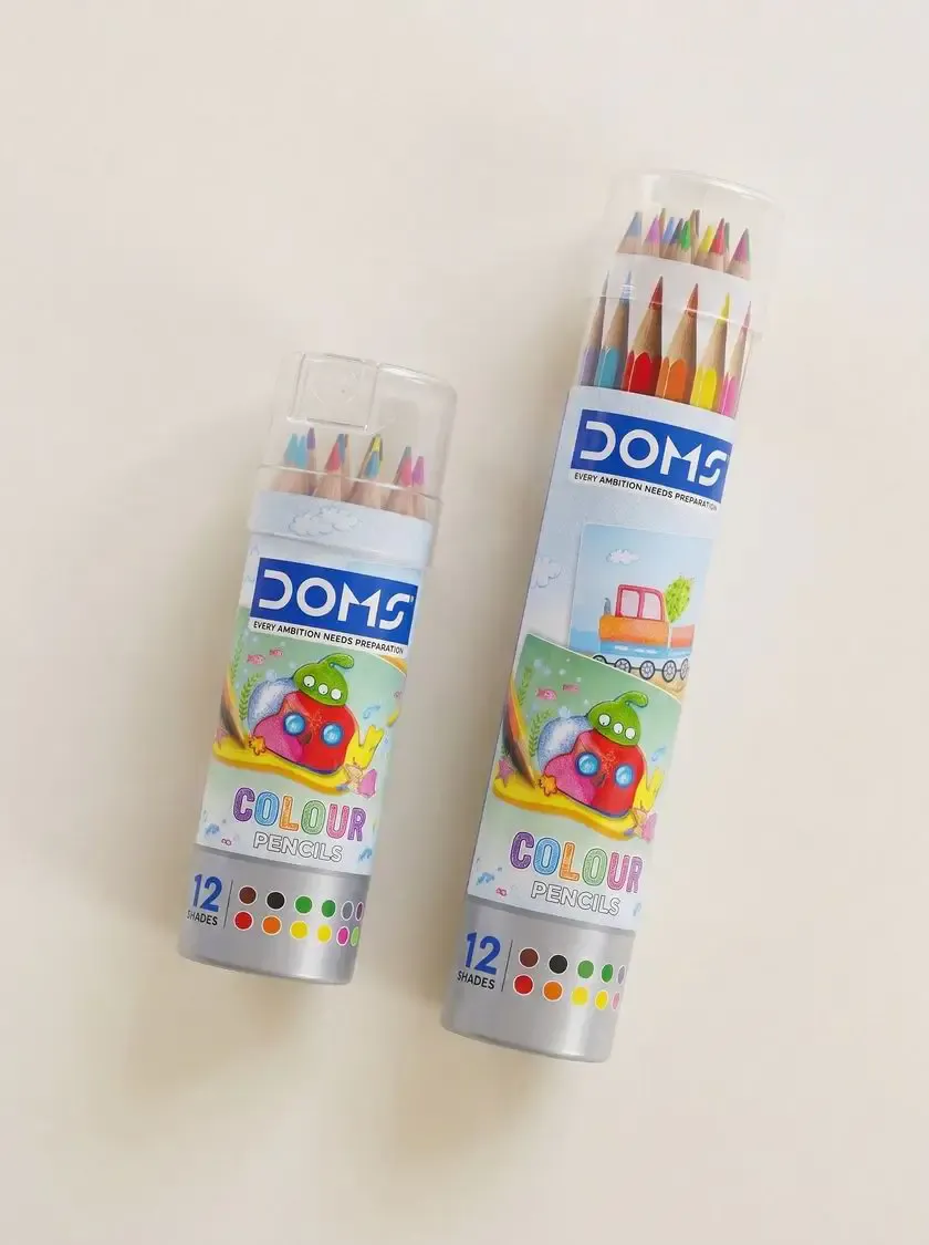 DOMS Colour Pencil 12 Shades Tin Pack – Half Size ডোমস কালার পেন্সিল ১২ শেডস টিন প্যাক