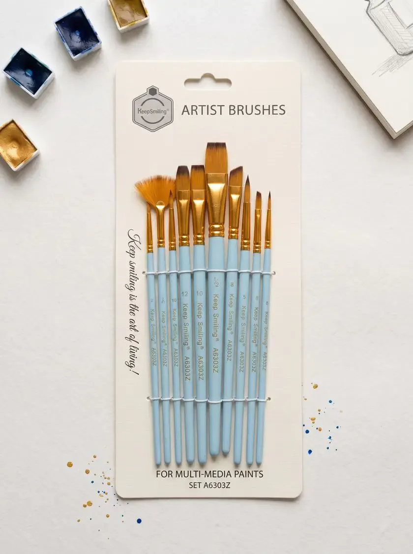 Keep Smiling Artist Brush 12pcs Set Mix কিপ স্মাইলিং আর্টিস্ট ব্রাশ ১২ পিস সেট মিক্স