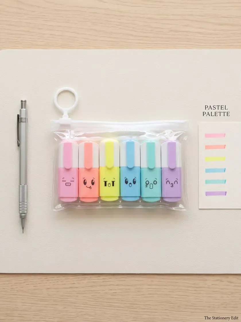 Minnie cartoon photo highlighter pen 6 pieces 1 box মিনি কার্টুন ফটো হাইলাইটার পেন ৬ পিছ