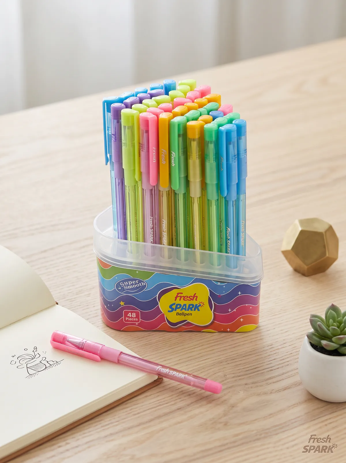 Fresh Spark Ball pen Pack of 48 pcs with Jar ফ্রেশ স্পার্ক বল পেন প্যাক ৪৮ পিস এর যার