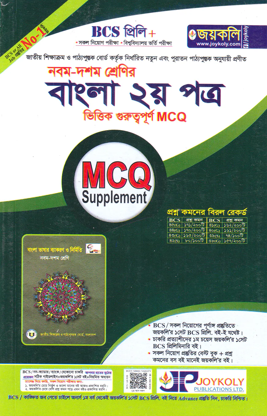 ৯ম-১০ম শ্রেণির বাংলা ২য় পত্র ভিত্তিক গুরুত্বপূর্ণ এমসিকিউ